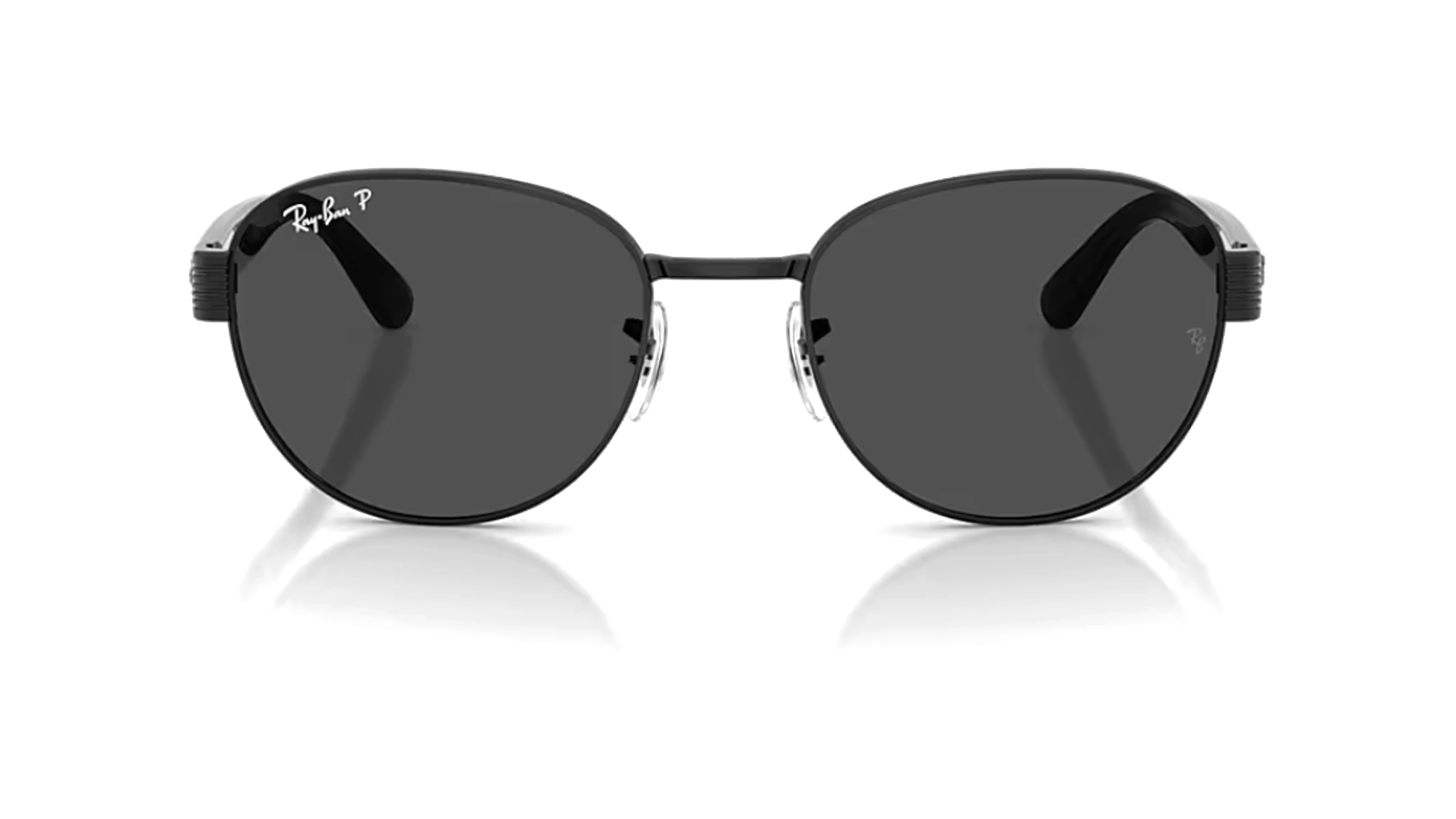 عینک آفتابی ری بن پلاریزه مدل Ray-Ban RB3766C-فریم فلزی مربعی با زوایای نرم دودی به همراه عدسی دودی-عکس از زاویه روبرو