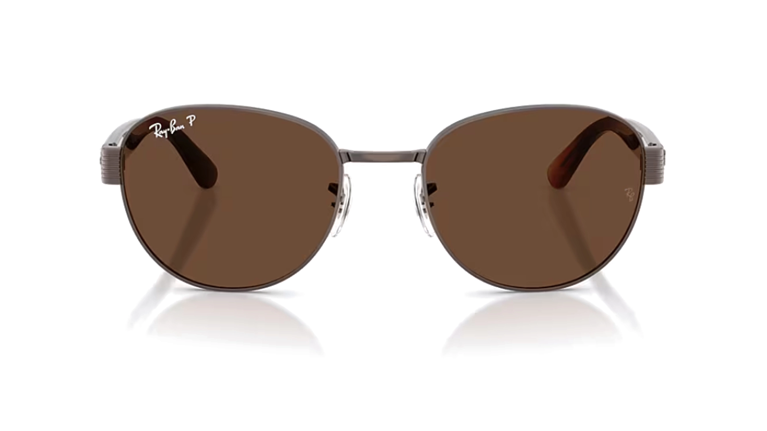 عینک آفتابی ری بن پلاریزه مدل Ray-Ban RB3766C-فریم فلزی با دسته کائوچو مقاوم به رنگ گان متال و عدسی قهوه ای-عکس از زاویه روبرو