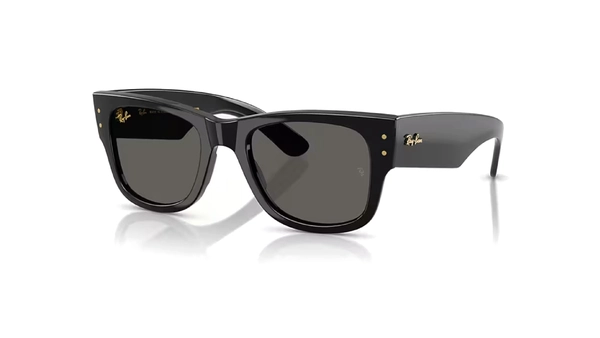 عینک آفتابی ری بن مدل MEGA WAYFARER BLACKED OUT COLLECTION RB0840S-فریم کائوچویی مربعی مشکی با دسته های پهن و لنز مشکی-عکس از ازویه سه رخ