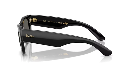 عینک آفتابی ری بن مدل MEGA WAYFARER BLACKED OUT COLLECTION RB0840S-فریم کائوچویی مربعی مشکی با دسته های پهن و لنز مشکی-عکس از ازویه کنار