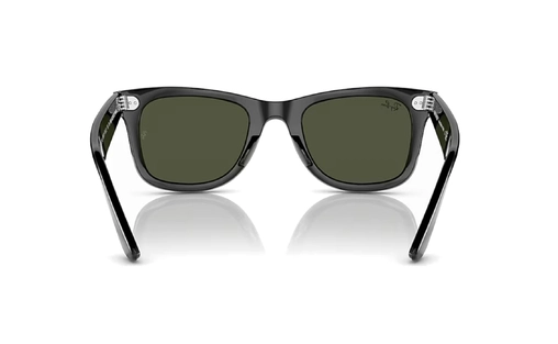 عینک آفتابی ری بن مدل ORIGINAL WAYFARER BIO-BASED RB2140-فریم کائوچویی مشکی براق به همراه عدسی سبز-عکس از زاویه داخل عینک