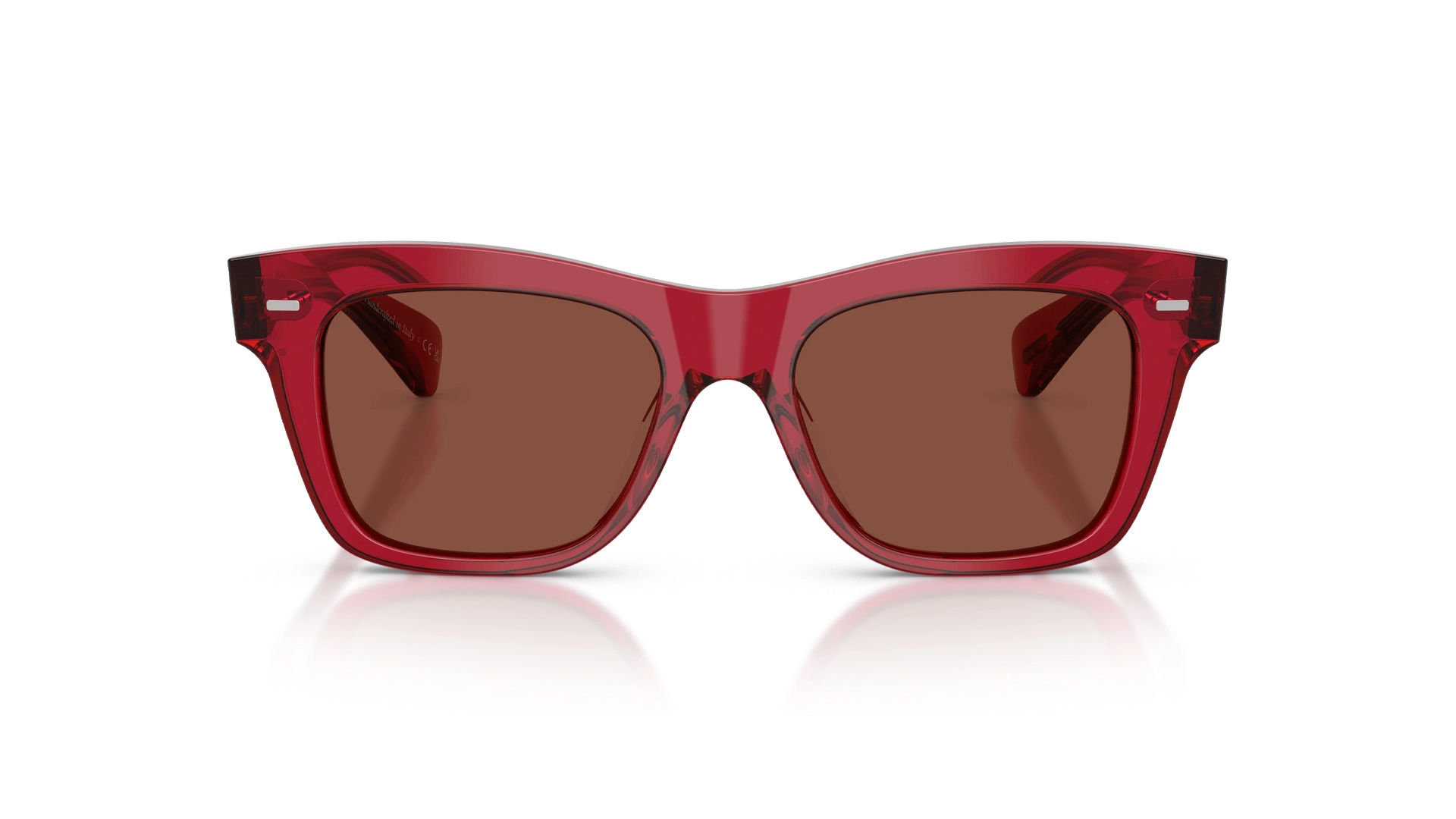 عینک آفتابی الیورپیپلز Oliver Peoples OV5542SU با بدنه قرمز شفاف و عدسی آجری - زاویه روبرو