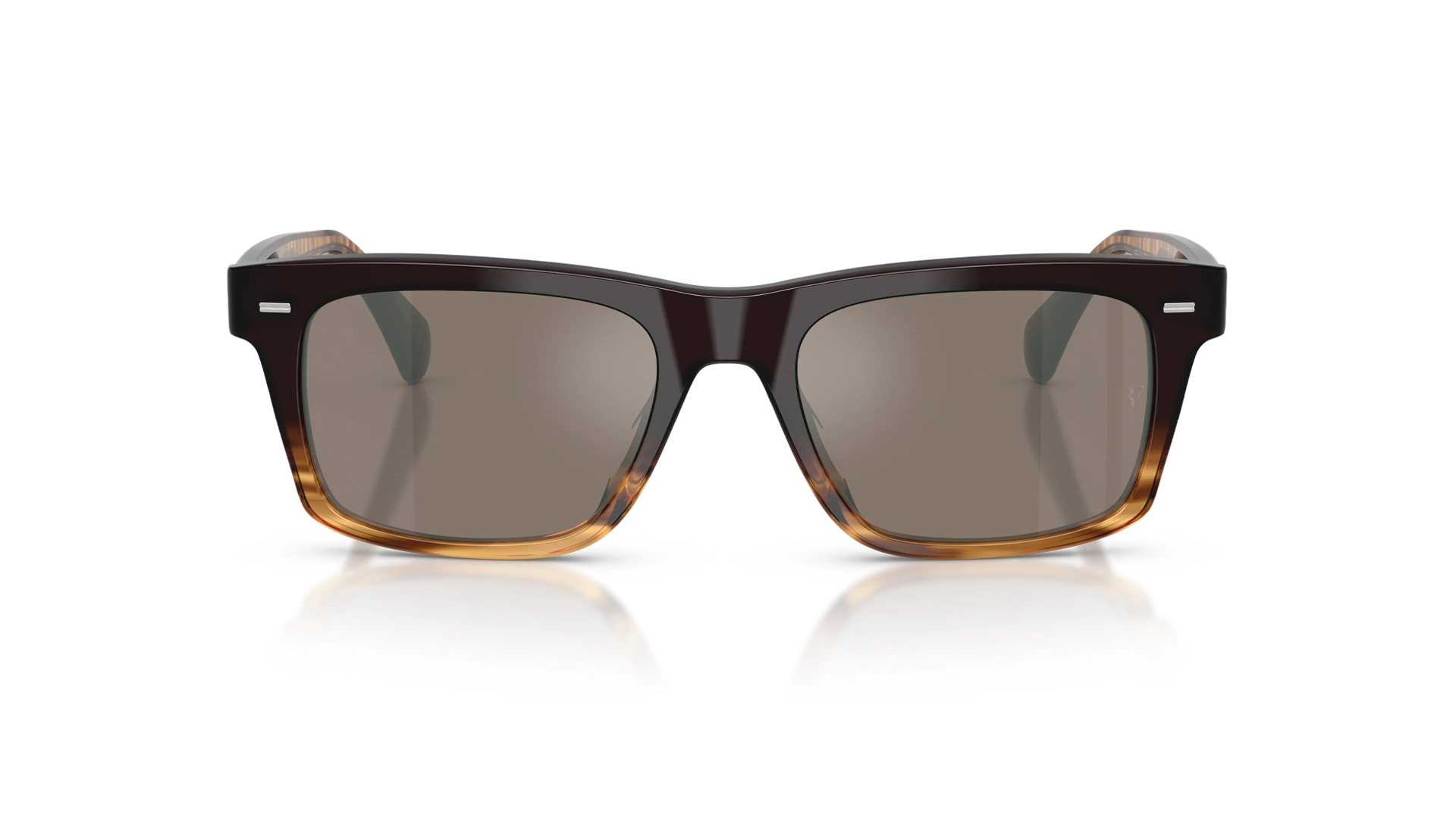 عینک آفتابی الیورپیپلز سری راجر فدرر Oliver Peoples R-16 بدنه قهوه‌ای و عدسی قهوه‌ای آینه‌ای - زاویه روبرو