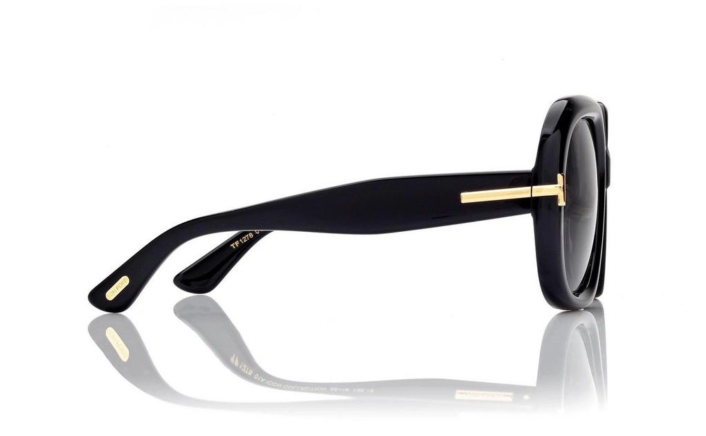 عینک آفتابی زنانه تام فورد مدل TOMFORD ICON COLLECTION TF1278 فریم کائوچویی پروانه ای مشکی و طلایی به همراه لنز مشکی-عکس از زاویه کنار