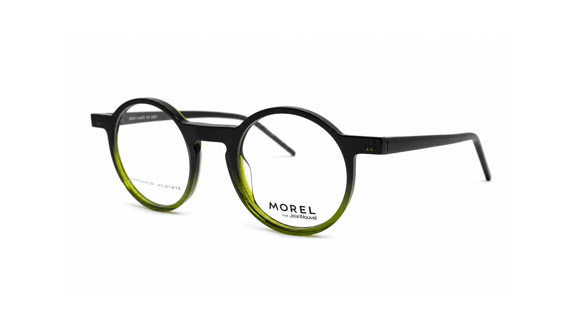 عینک طبی گرد کائوچویی ژان نوول بدنه مشکی سبز - زاویه سه رخ